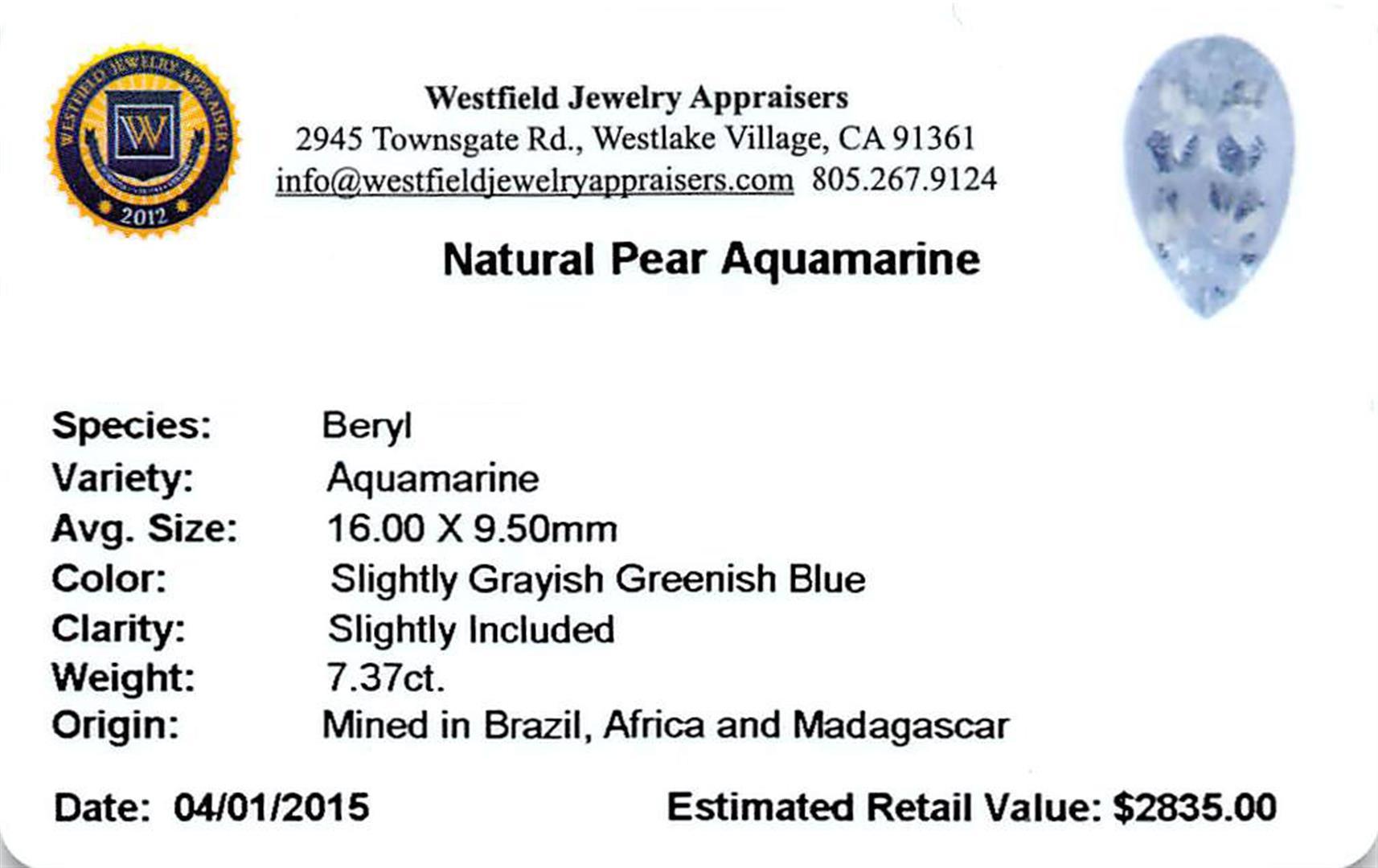 7.37 ctw Pear Aquamarine Parcel