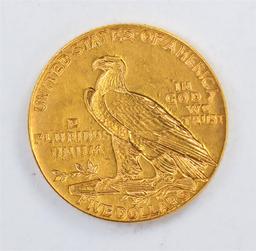 1910 $5 Indian Head Half Eagle Gold Coin CU