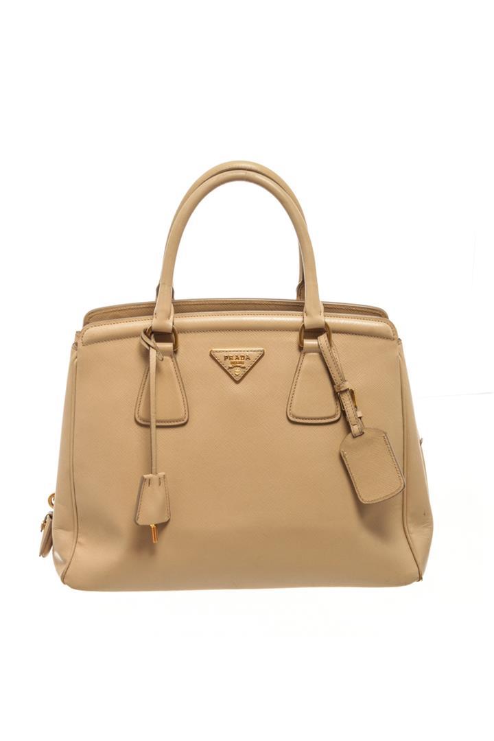 Prada Beige Saffiano Lux Leather Galleria Tote Bag