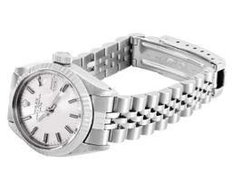 Rolex Ladies Stainless Steel Silver Index White Gold Fluted Bezel Date Watch