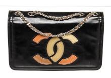 Chanel Black Caviar Leather CC Full Flap Shoulder Bag