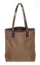 Celine Brown Beige Canvas Macadam Tote Bag