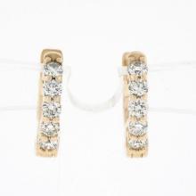 NEW 14k Rose Gold 0.50 ctw Shared Prong Round Diamond 13mm Huggie Hoop Earrings