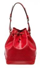 Louis Vuitton Red Epi Leather Noe Shoulder Bag