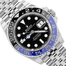 Rolex Mens Stainless Steel Batgirl GMT Master 2 With Rolex Box And Card