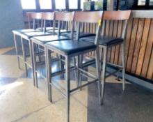 QTY. 8 - BAR STOOLS, WOOD AND LEATHER, BRAND: EAST COAST FURNITURE (30" TALL FROM SEAT), X $