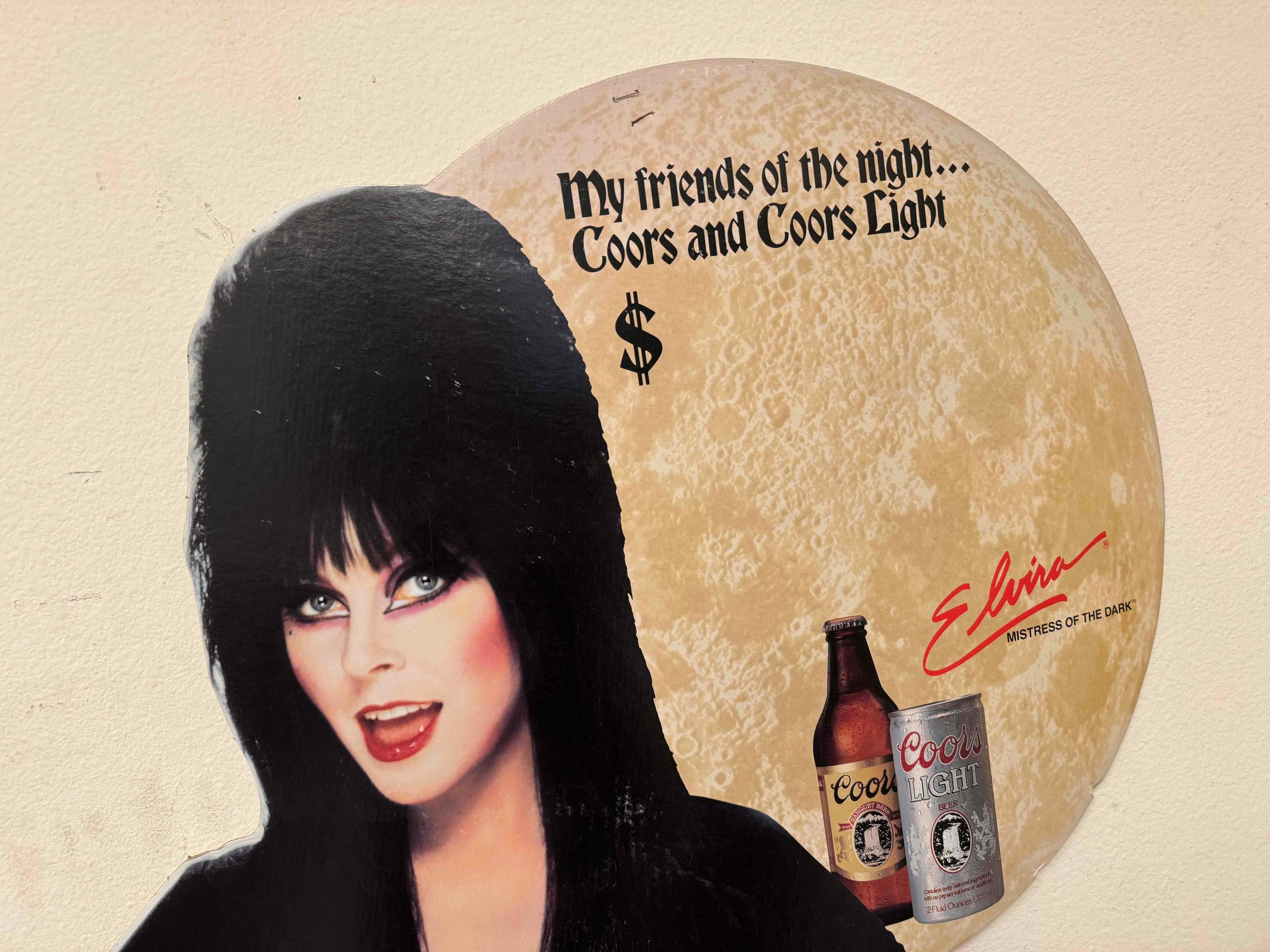 Vintage Elvira Coors Light Halloween Cardboard Standee Stand Up Display 1986
