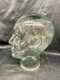 Vintage Life Size Clear Glass Mannequin Head