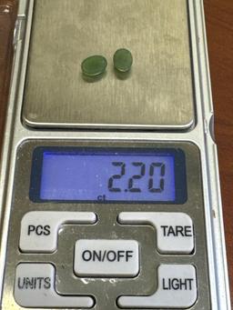 Pair Of Green Cabochon Jade Gemstones 2.20 Ct