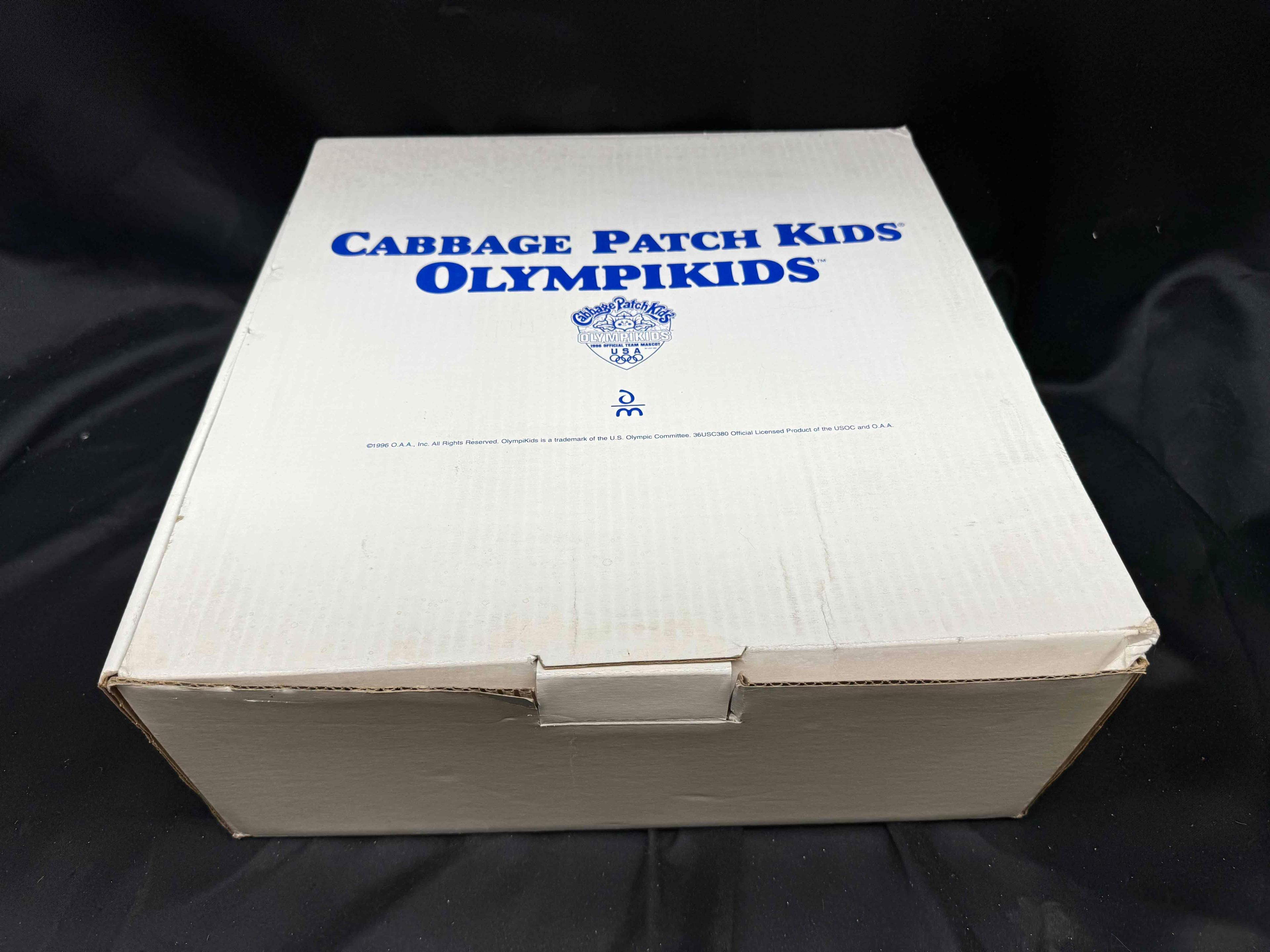 Vintage 1996 Olympics Cabbage Patch Olympikids Dolls w Stands.