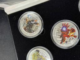 Silver Plated Marcel Comics Coins Iron Man Thor Hulk more