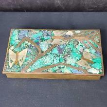 Mexican Brass and Inlaid Lapis Box