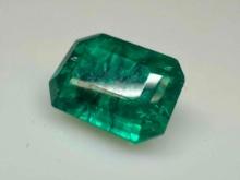Alluring 9.3ct Emerald Cut Emerald Gemstone Alien Glow