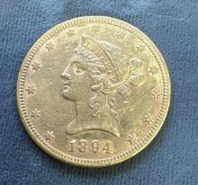 1894 $10 Gold Liberty Golden Eagle Coin 16.68 Grams