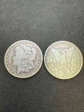2x 1900- O Morgan Silver Dollars 90% Silver Coin