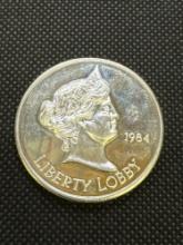 1984 Liberty Lobby 1 Troy Oz 999 Fine Silver Bullion Coin