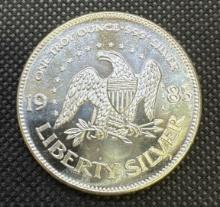 1985 Liberty Silver 1 Troy Oz 999 Fine Silver Bullion Coin