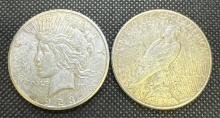 2x 1923-S Silver Peace Dollars 90% Silver Coins