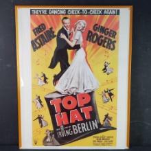 Unframed vintage movie poster Top Hat featuring Ginger Rogers Helen Broderick