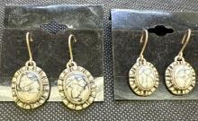2 Pairs Of Beautiful White Stone Navajo Sterling Silver Earrings 17.49 Grams