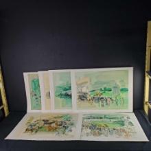 6 unframed LE 133/200 Raoul Duffy signed color lithographs