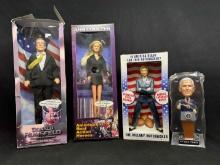 Political Dolls Figures Hillary Nutcracker, Pence Bobble Head, Rumsfeld, Coulter Dolls