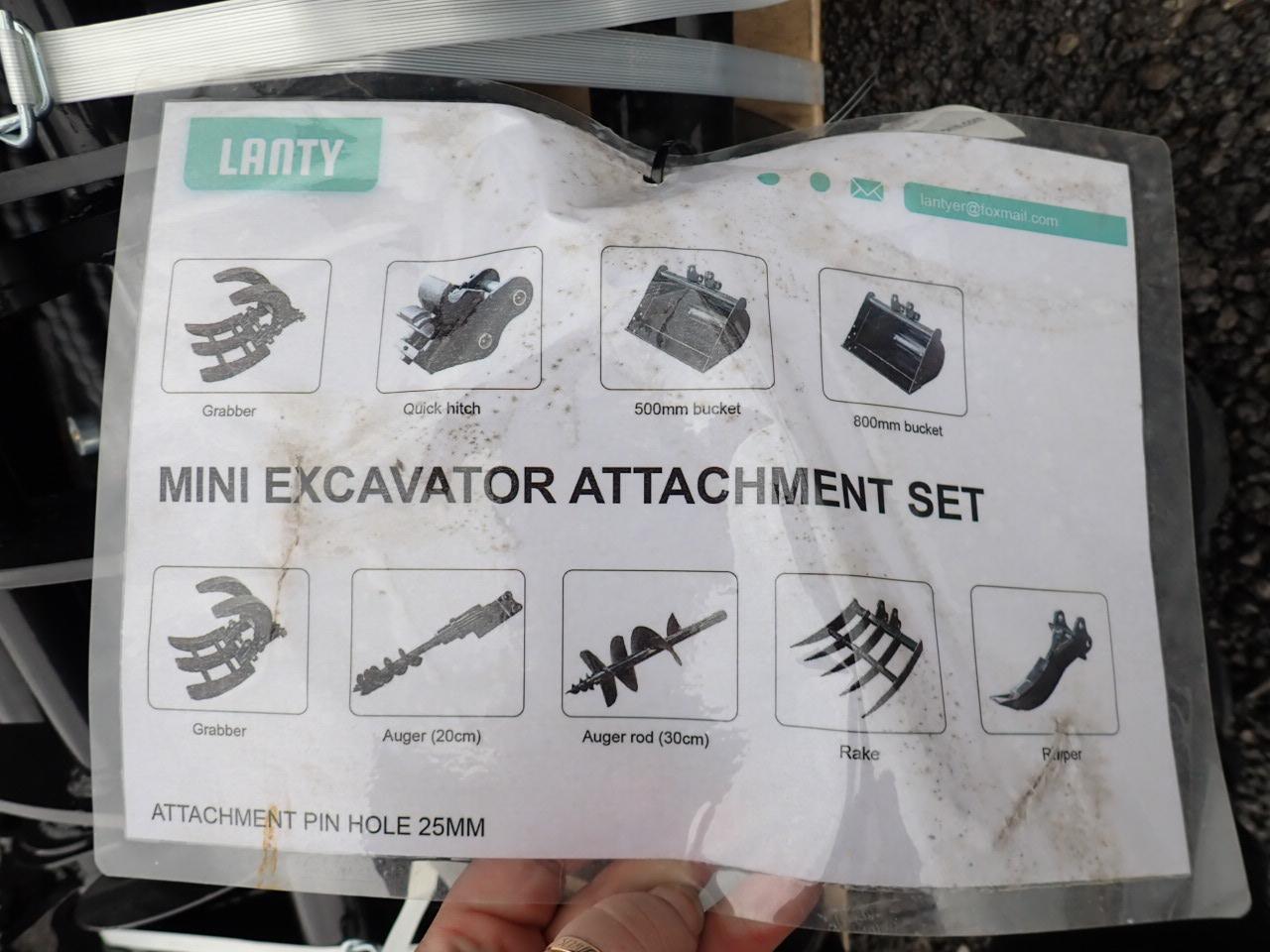 9" Mini Excavator Post Auger, Ripper, Rake, Bucket Grabber