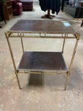 Small 2 Tiered Wood and Metal Shelf