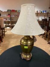 Brass Table Lamp with Shade and Decorative Tassels