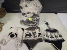 1-12 Count Bag of Assorted Style, New , 100 percent Wool, Cold Weather Hats. Made in Nepal.