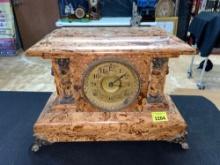Vintage Seth Thomas Brass Footed Adamantine Mantle Piece Clock No Key
