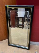 Vintage Rectangular Black and Gold Trim Wall Mirror