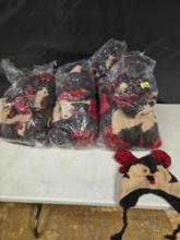 5- 12 Count Bags of New, 100 percent Wool, Cold Weather Hats, Made in Nepal. Lady Bugs. 5 Times the