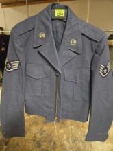 Vintage, US Air Force, Short Uniform Coat, with Patches and Pins.