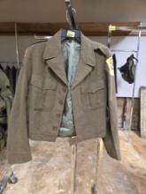 Vintage, Military, Short Uniform Coat. With Patches and Buttons. 38L