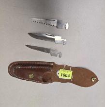 3 Blades and Leather Sheath, No Handle.