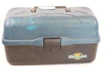 One black and blue Flambeau three tray tackle box. Used, but in very good condition.
