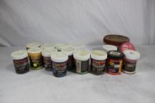 Box with 14 jars of powder paint for fishing lures and lead jigs. Used.