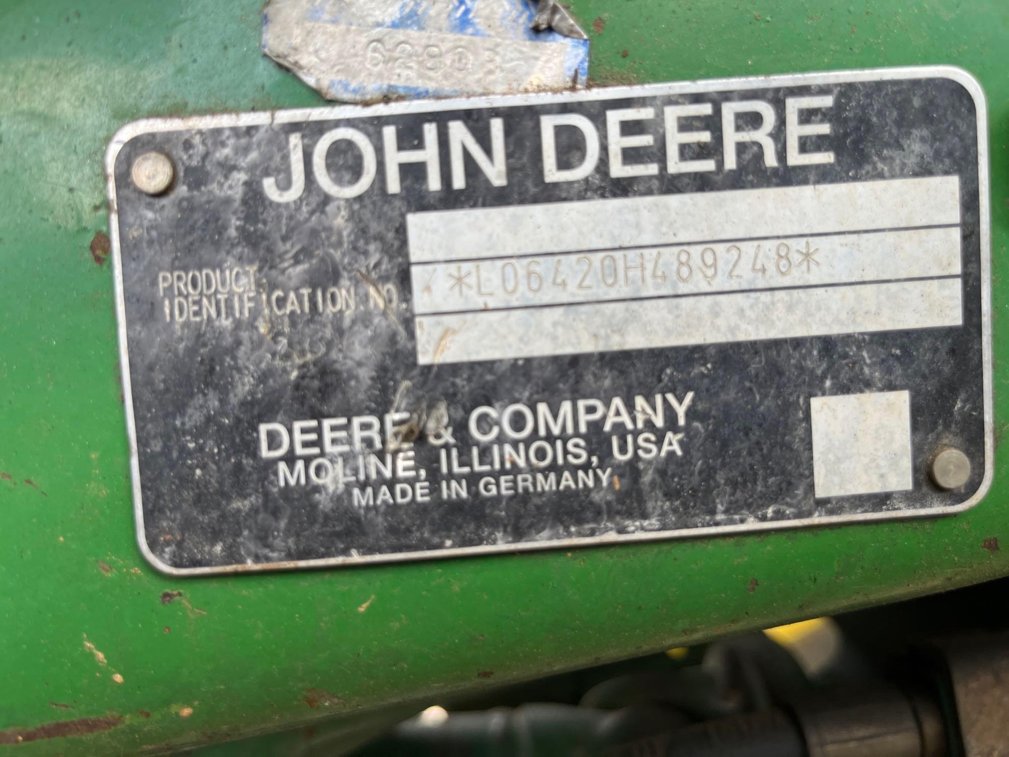 2006 John Deere 6420 4x4 Enclosed Cab Tractor with Side Arm Mower
