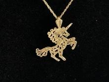 14k Gold Unicorn Pendant & Chain