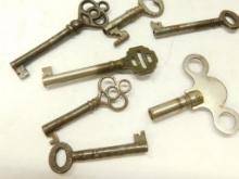 Vintage Clock and Truck Keys, Seven Pieces