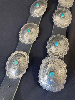 Sterling Silver Concho Belt with turquoise