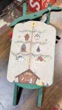 Decorative told painted wood sled