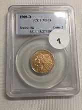 1909-D $5 Gold Indian, PCGS MS63