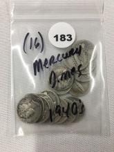 (16) 1940s Mercury Dimes