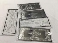 (3) 2000 $2 Silver Certificates .999 Fine Silver