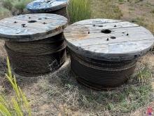 (3) 3'X2' SPOOLS OF 1" STEEL CABLE, (1) SPOOL OF 3/8" CABLE  15921