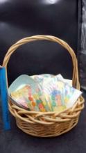 Basket W/ Easter Egg Cups, Napkins, Hot Pad & Plates