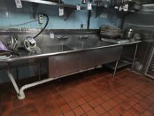 Stainless steel 3 compartment sink 135" x 35"