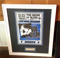 Lot of 3 Music Framed Memorabilia - Bob Dylan, Eric Clapton, and Rolling Stones
